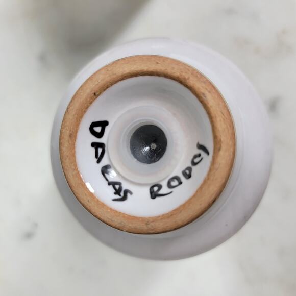 VTG Signed Salt & Pepper Shakers 3" Blue Floral Porcelain Gold Trim Hand Painted - Picture 11 of 14